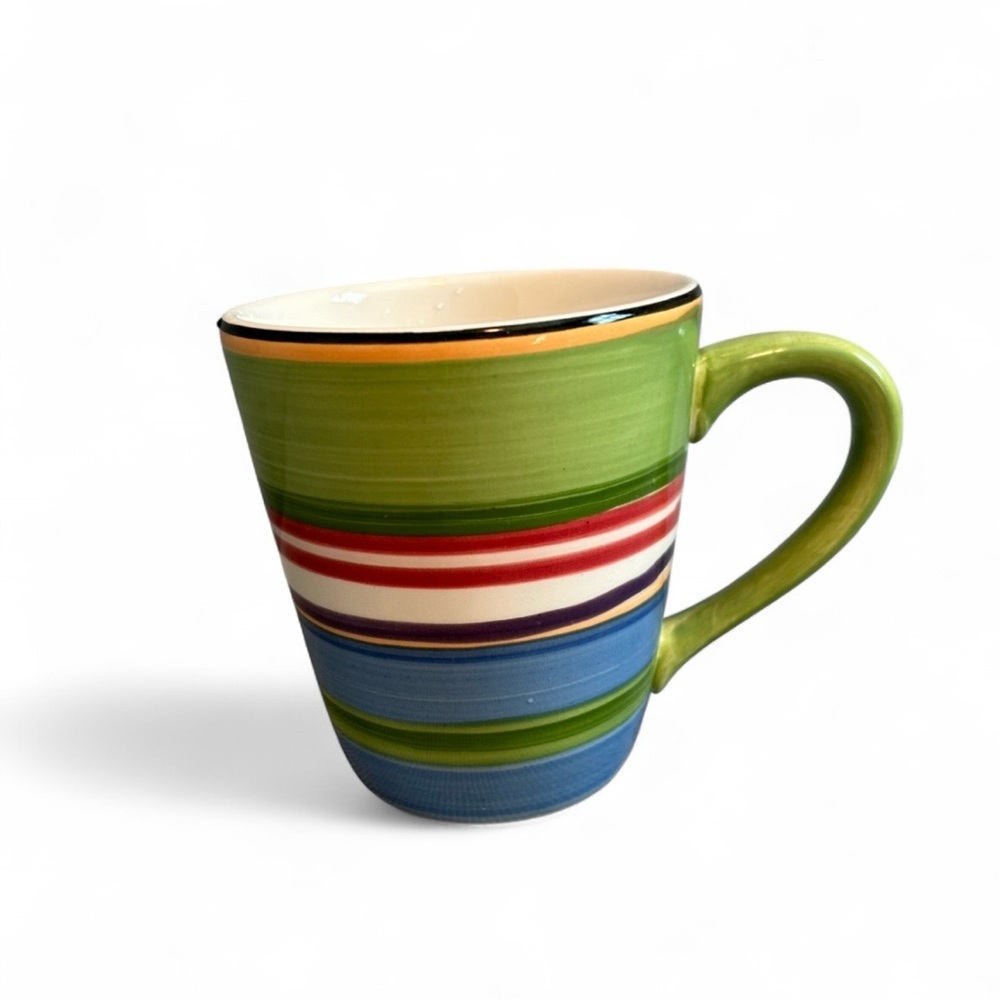 Salsa Striped Ceramic Mug in Green and Blue